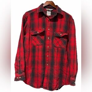 Vintage Carhartt Red and Black Plaid heavyweight flannel Men’s Large